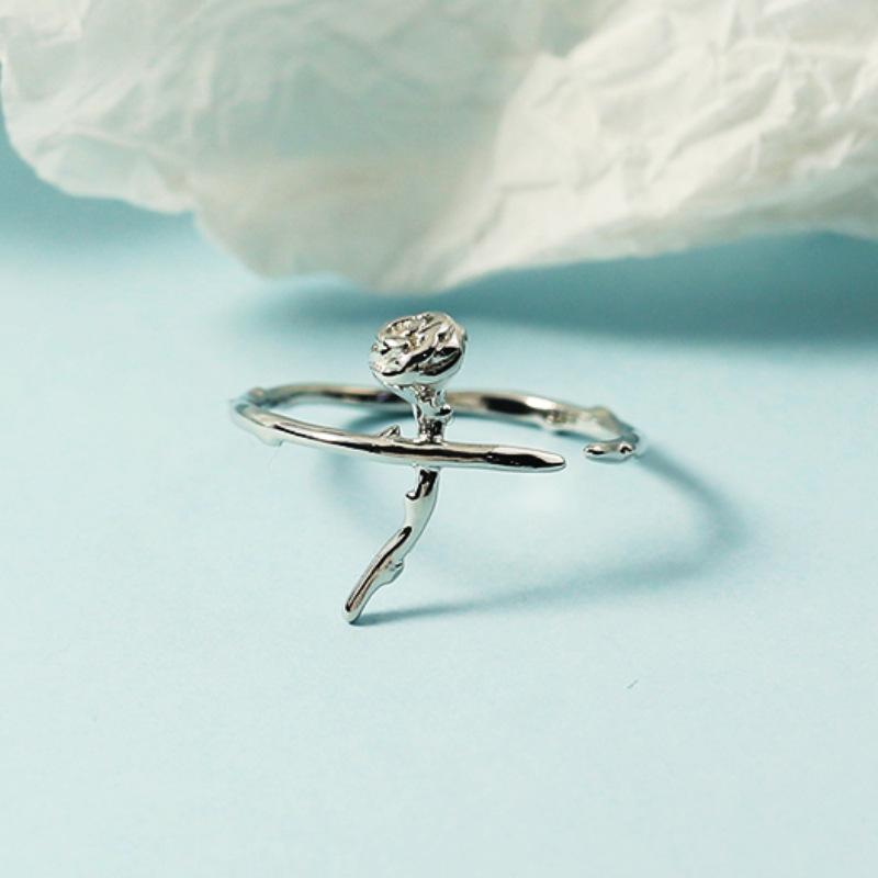 925 Sterling Silver Plated Sun Moon Sunflower Heart Rings for Women Original Flower Wedding Crystal Luxury Jewelry R5375