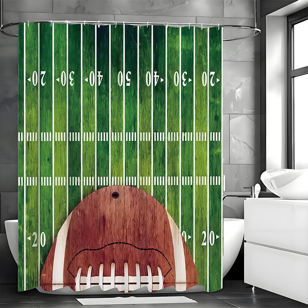 Tenda da Doccia Campo da Rugby Americano, Tenda da Doccia Decorativa per Bagno, Tenda da Doccia Impermeabile con Ganci
