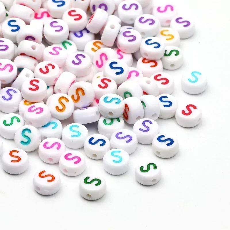Acrylic A-Z 26 Letter Round Beads Colorful Alphabet Loose Spacer Beads For Jewelry Making Diy Bracelet Necklace Accessories