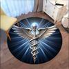 Medical Caduceus Symbol Sticker - Health & Wellness EmblemRound Non-Slip chair mat chair carpet for office Rugs for Office Decor Gift For Valentine's