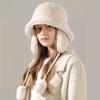 Abnehmbare Ohrenklappenmütze, flauschiger Fischerhut für Damen, klassisch, einfarbig, warme Beckenmütze, leichte, kältebeständige Fischermütze für Herbst und Winter