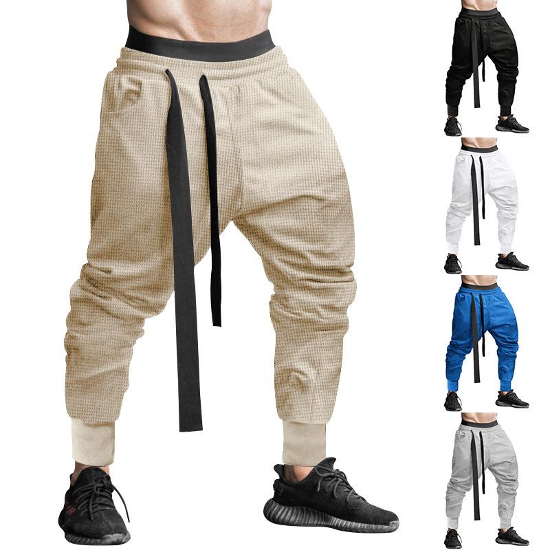 

New spring and summer men s casual pants independent station hip-hop solid color youth loose pants leggings XXXL білий