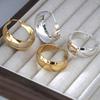 Stainless Steel Gold Plated Smooth Wide Hoop Earrings for Women Large Circle Earring Statement Zircon Gift