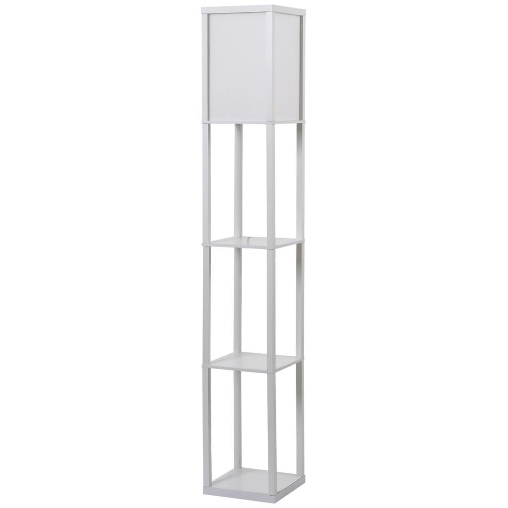 3-Tier Floor Lamp, Floor Light with Storage Shelf, Reading Standing Lamp with Acrylic Shade for Living Room, Bedroom, Kitchen, Dining Room, Office
