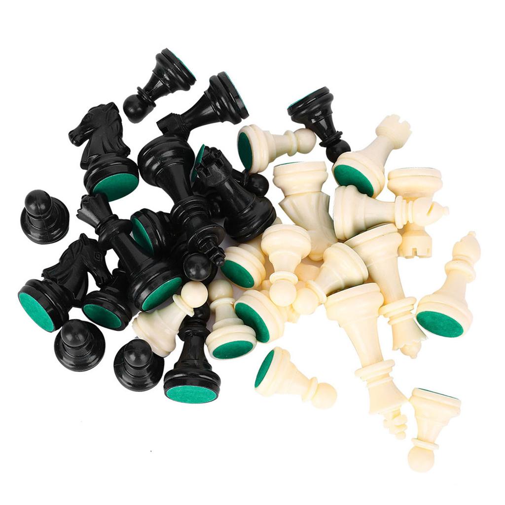 Plastic Chessmen Set International Chess Game Complete Chessmen Set Black&White