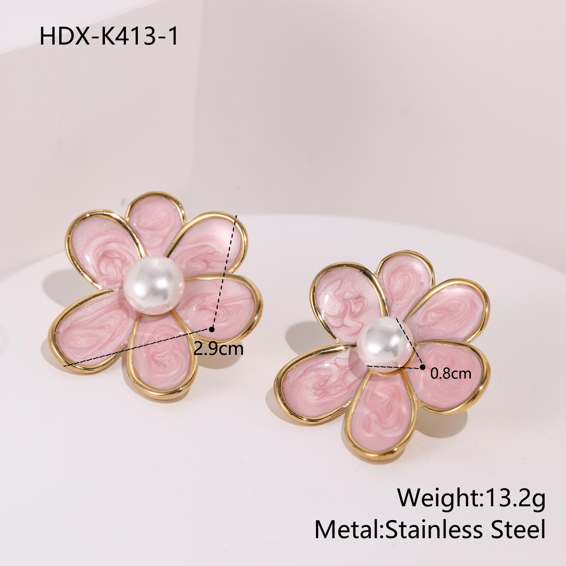 

Trendy Light Luxury Colorful Enamel Pearl Stud Earrings in Stainless Steel