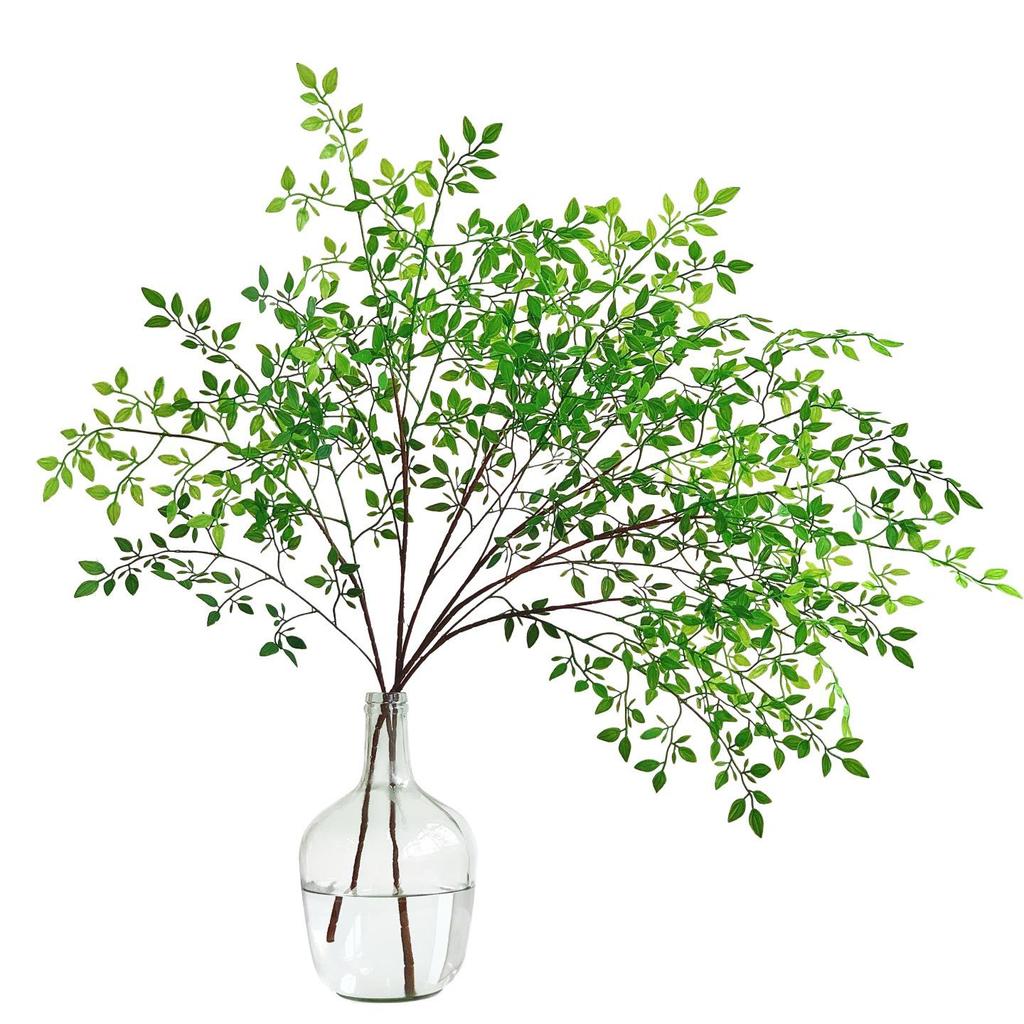 Simulation Nandina Leaves Soft Rubber Green Plants for Home and Hotel Landscaping Decorations