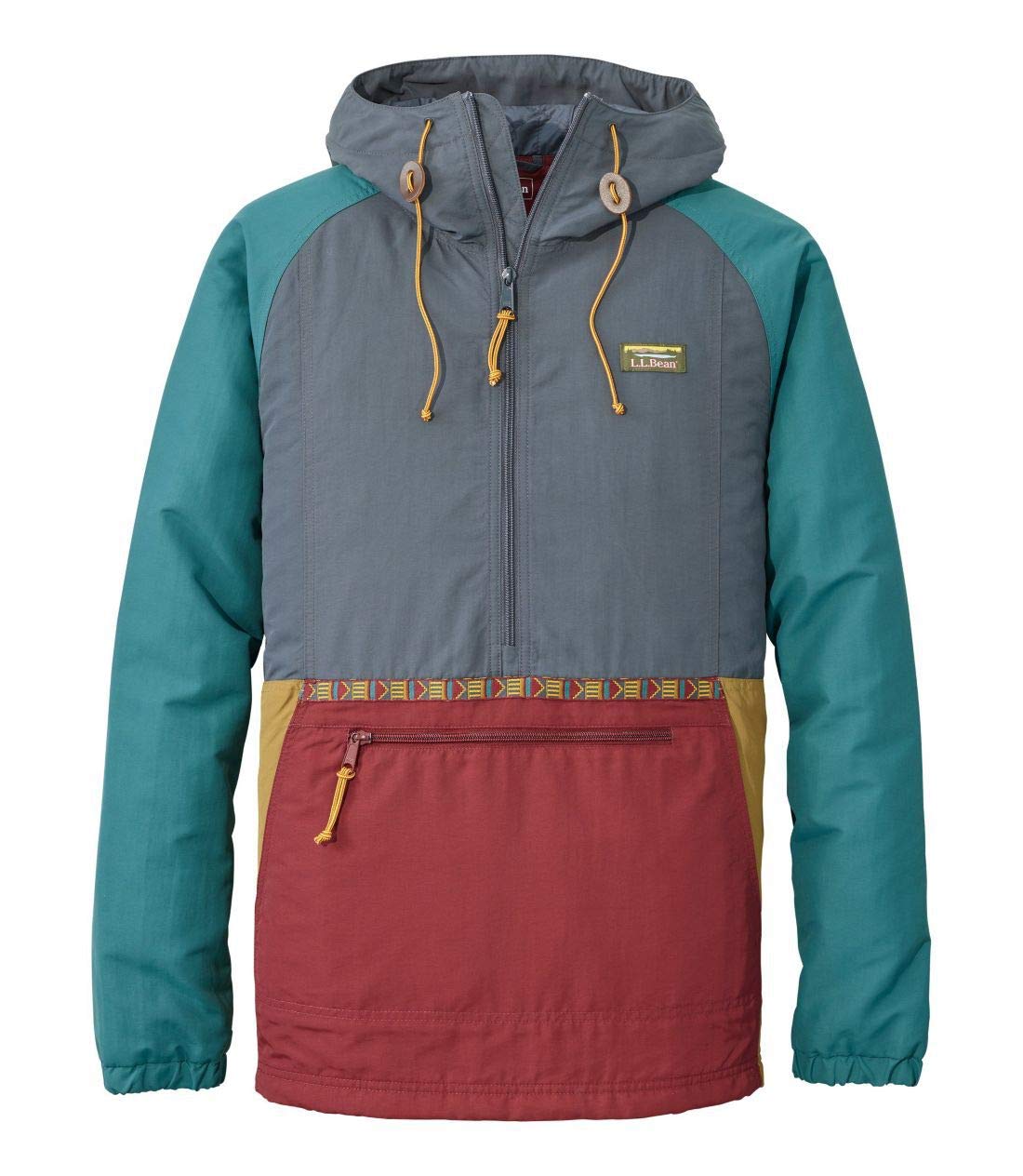 LL Bean Mountain Classic Insulated Japan Size Gunmetal 1000045665 Men s Anorak, Multicolor, Fit, Small, Gray/Burgundy, Multicolor,