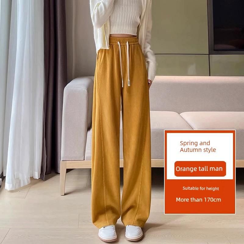 175cm Tall Fall and Winter Fleece-lined Heattech Loose Pants XXL оранжевый
