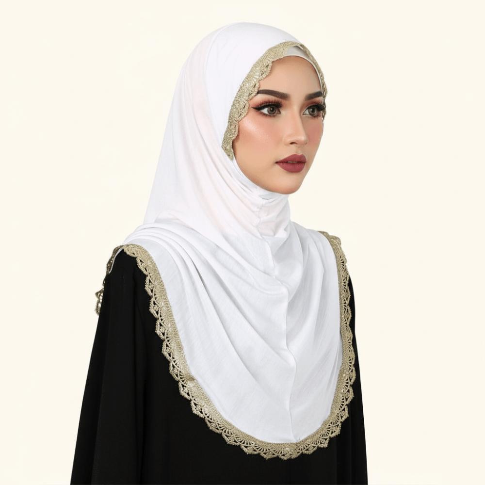 Long Hijabs Shawl Embroidered Lace Headscarf Fashion Wraps Shawl  Female