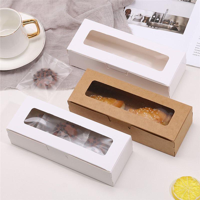 A74E-Paper Packaging Boxes Transparent Window Macarons Wedding Birthday Party Gift Box White