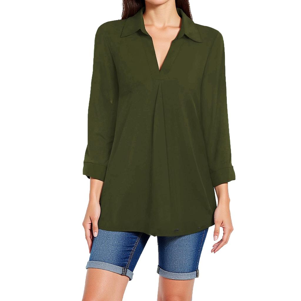 Women's Casual Fashion Sexy Comfortable V-Neck Seven Sleeve Top