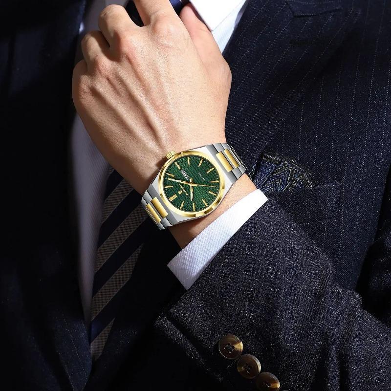 POEDAGAR Luxe Herenhorloge Datum Week Waterdicht Lichtgevend Roestvrij Staal Horloge voor Man Casual Kwarts Horloges Mannelijk Sport+Doos