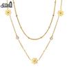 EFFIE QUEEN Stainless Steel CZ Flower Pendant Double-Layer Necklace Women's Unique Collarbone Chain Jewellery Creative STKN30
