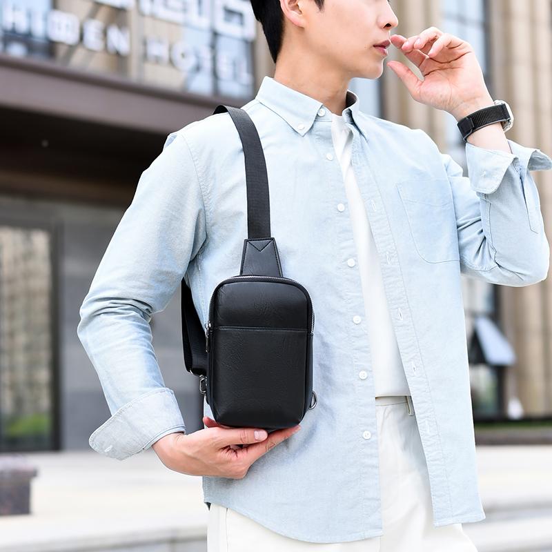 Unisex PU Leather Sling Bag – Compact Crossbody Chest Pack for Travel, Commute & Light Outdoor Use