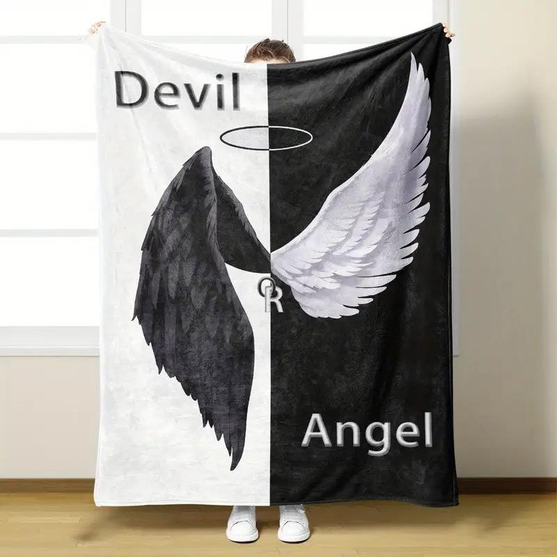 Demon Angel Digital-printed Polyester Bedroom Velvet Flannel Cover Blanket Fleece Soft Sofa Cover Blankets for Beds