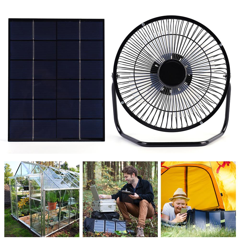 7W 6V Solar Panel with 8inch USB Exhaust Fan Solar Plate Exhaust Fan Ventilator for Home/Office/Outdoor Travel Camping/Pet House