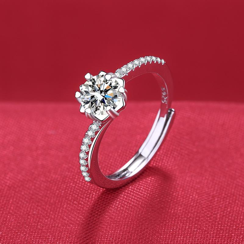 925 Silver Ring Heart AAA Zircon Open Adjustable Engagement For Women Wedding Fashion Jewelry Party Gifts