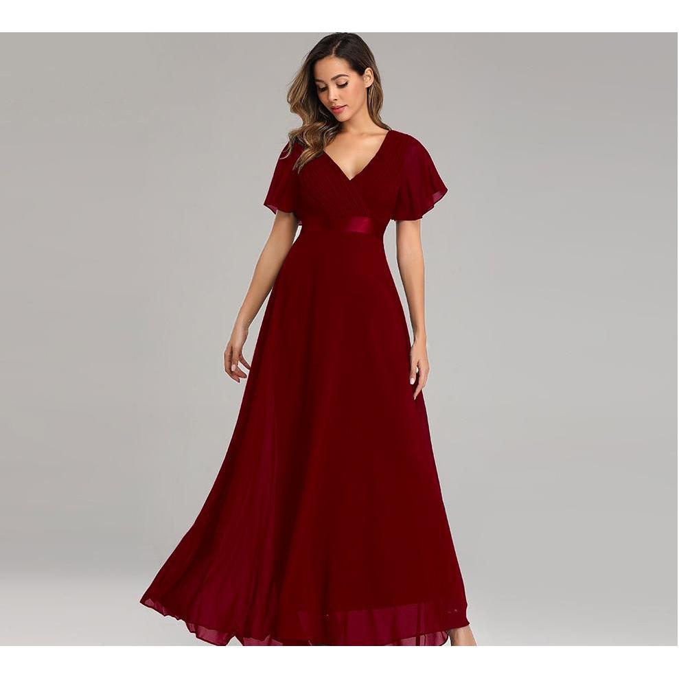 Vestidos de Noche Xucthhc Elegante V -Cuello Volantes Gasa Vestido de Noche  Formal Túnica Vestidos De Fiesta Vestido Para Fiesta Fiesta comprar a buen  precio — entrega gratuita, reseñas reales con fotos —