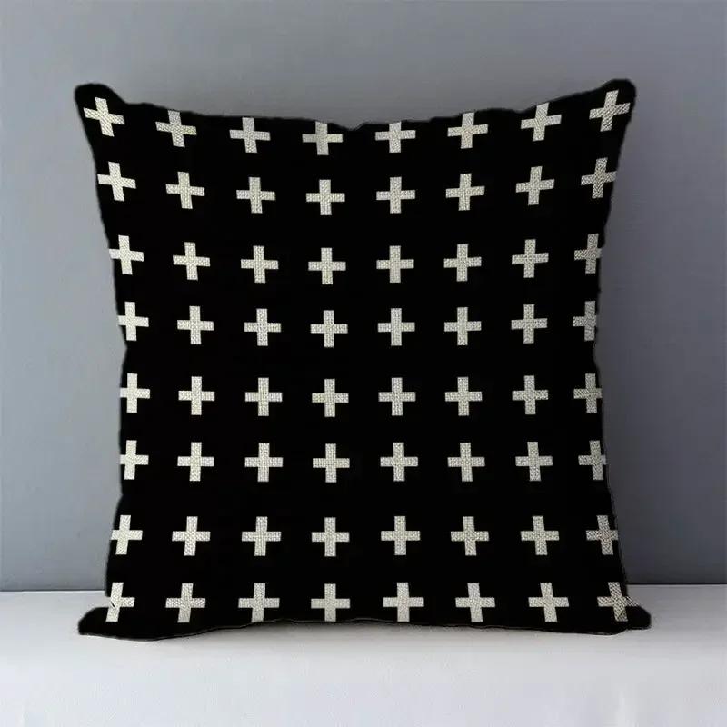 45x45cm square pillowcase European Casual Cozy White & black geometric cushion cover for sofa/bed home decorative Pillow Case