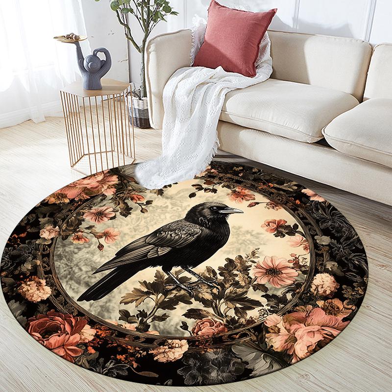 

Raven pattern round rug,Carpet Rug for Living Room Bedroom Sofa Playroom Decor,Non-slip Floor Mat,Holiday Gifts and Birthday Gifts. 80cmx80cm