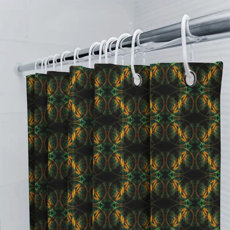 Vibrant Boho Floral Shower Curtain Waterproof Fabric Print Decorative Bathroom Liner For Home Use Green Orange Abstract Design