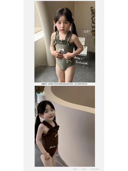 Baby Girls' Cute Halter One-Piece Swimsuit with Three Bows (2024)