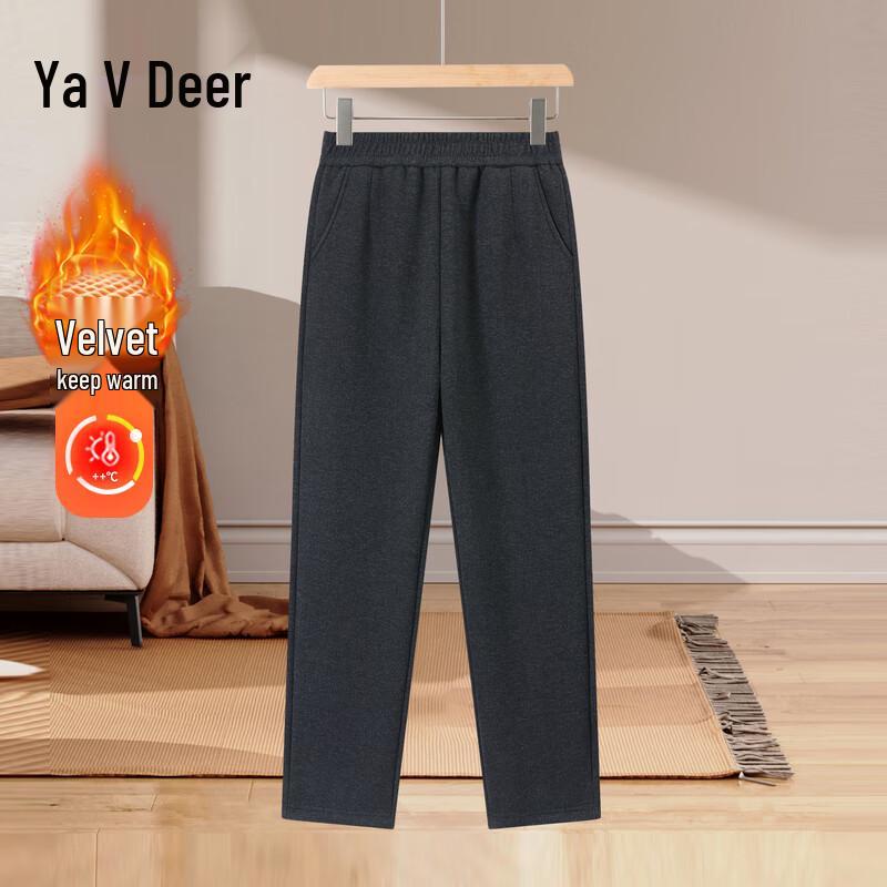 Yalu Women s Autumn/Winter Thickened High-Waist Straight-Leg Pants 5XL