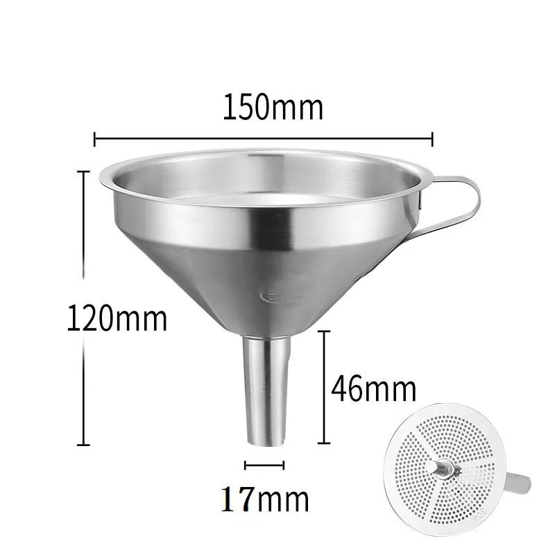 Stainless Steel Funnel Kitchen Oil Liquid Funnel Metal Funnel Filter Wide Mouth Funnel for Canning Home Kitchen Tools