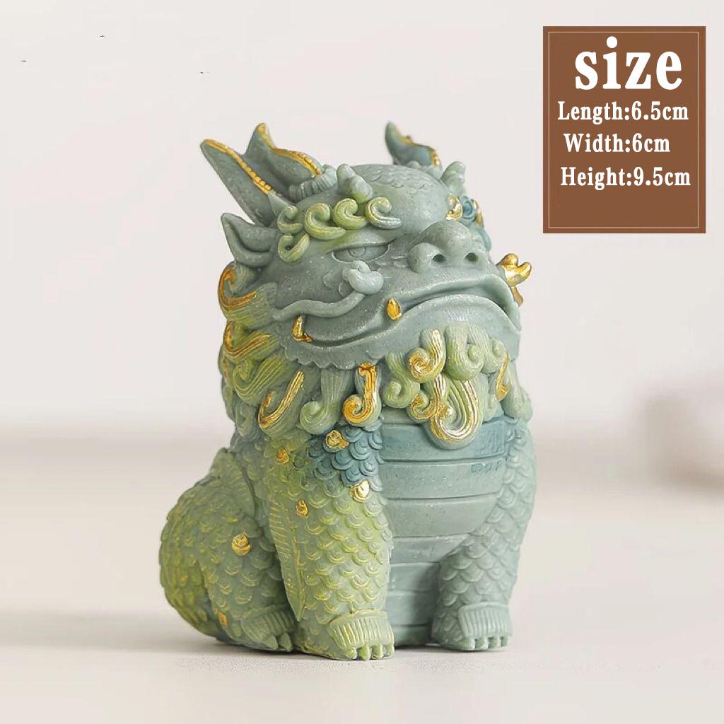 Sandstone Pixiu (mythical creature) figurine, a decorative item for office desks and workstations, featuring a Qilin (mythical creature) 6.5X6X9.5CM