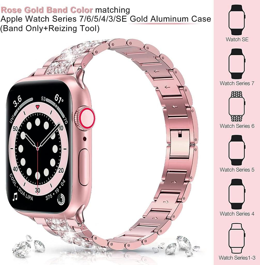 Bling Strap for Apple Watch Band 40mm 44mm 38mm 42mm Lady Belt Correas Stainless Steel Bracelet iWatch Series 3 4 5 Se 6 Band