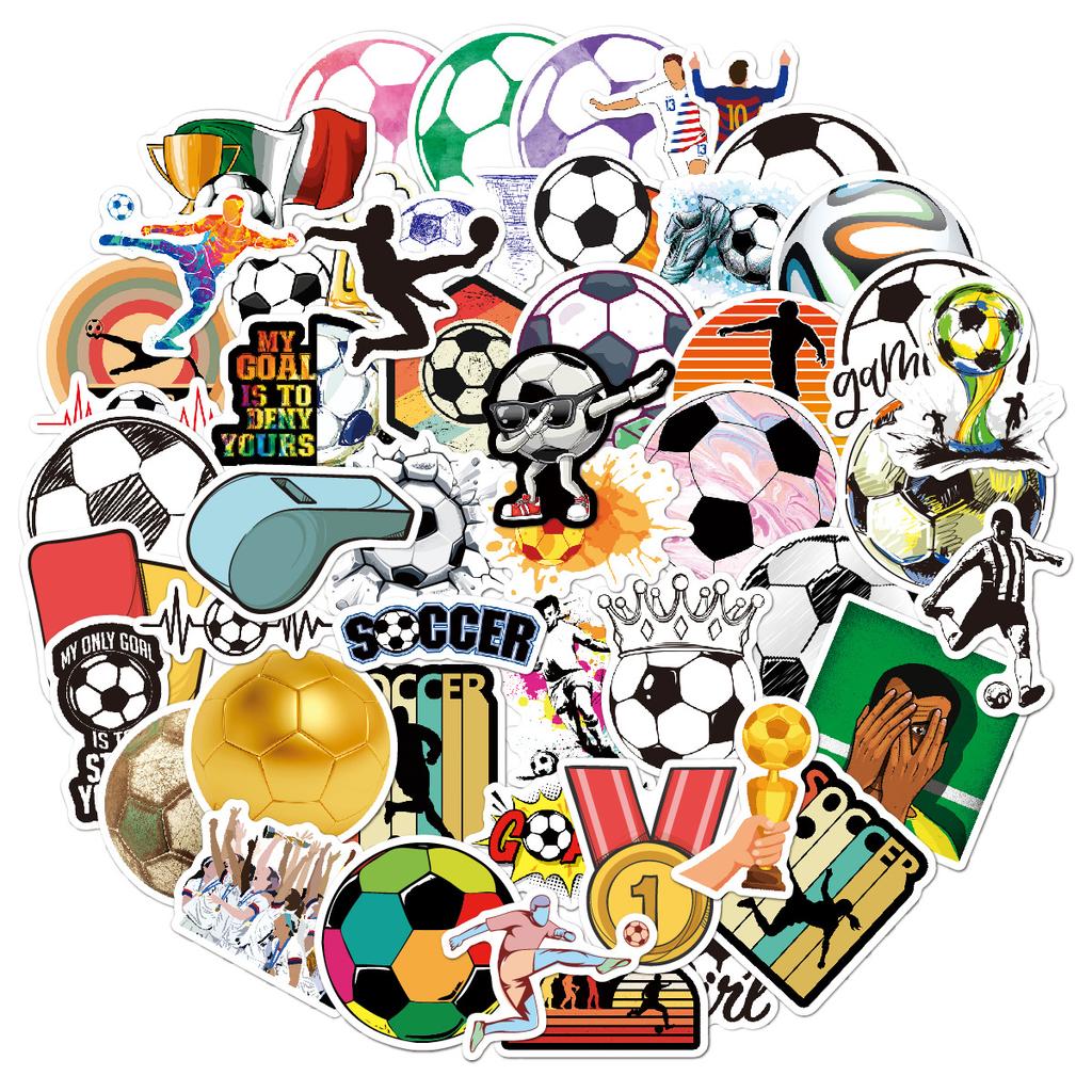 50 Multi-Style Football Stickers Outdoor Sports Balls Water Cup Skateboard Guitar Luggage Football Stickers