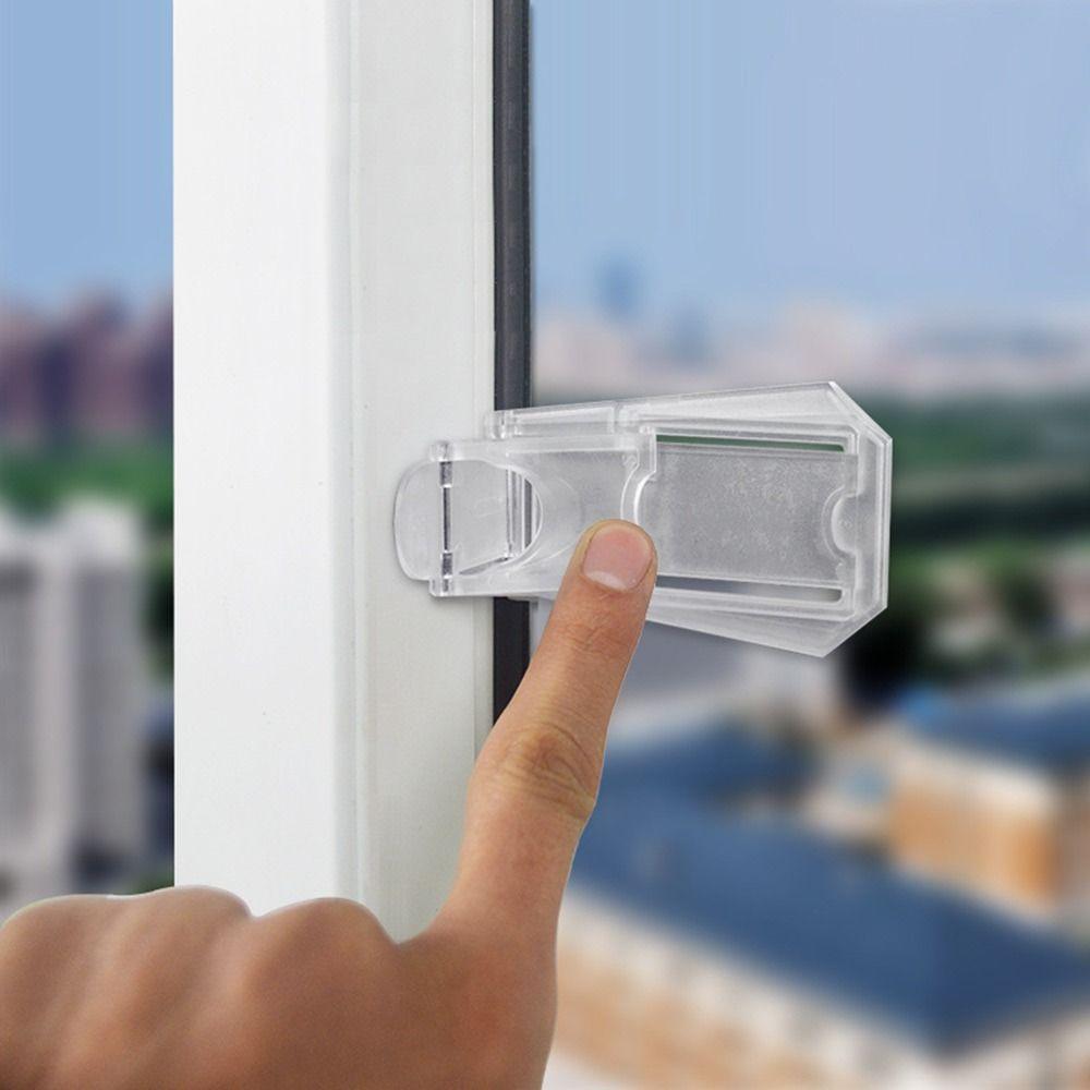 Transparent Sliding Door Lock Self-adhesive Anti-pinch Sliding Sash Stopper Strong Fixation Cabinet Door Lock