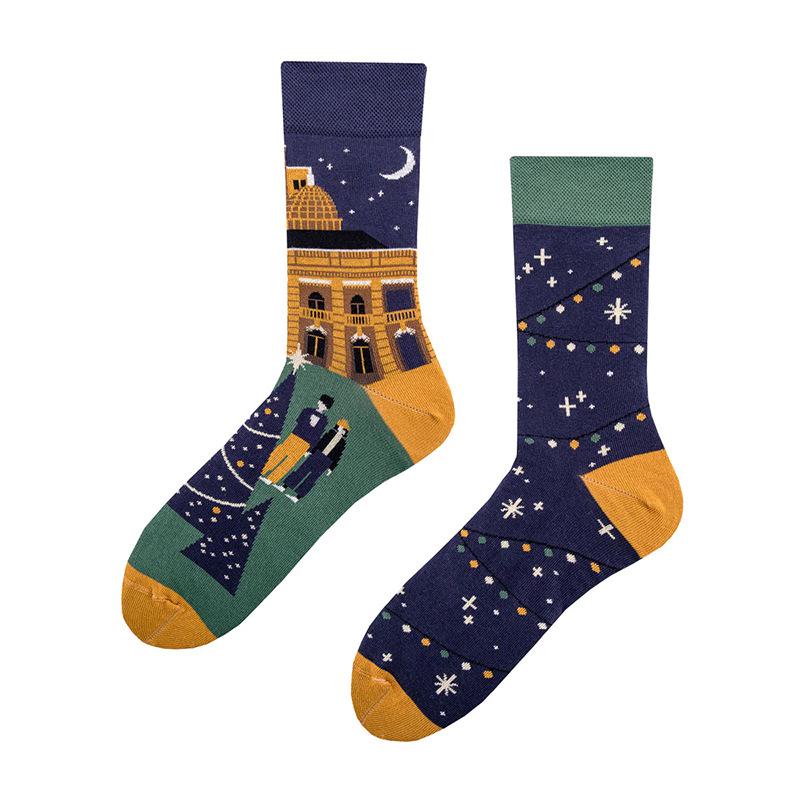 Creative and Fun Cartoon AB Trendy  Asymmetric Mandarin Duck  Men's and Women's Cotton Socks Medium High Socks