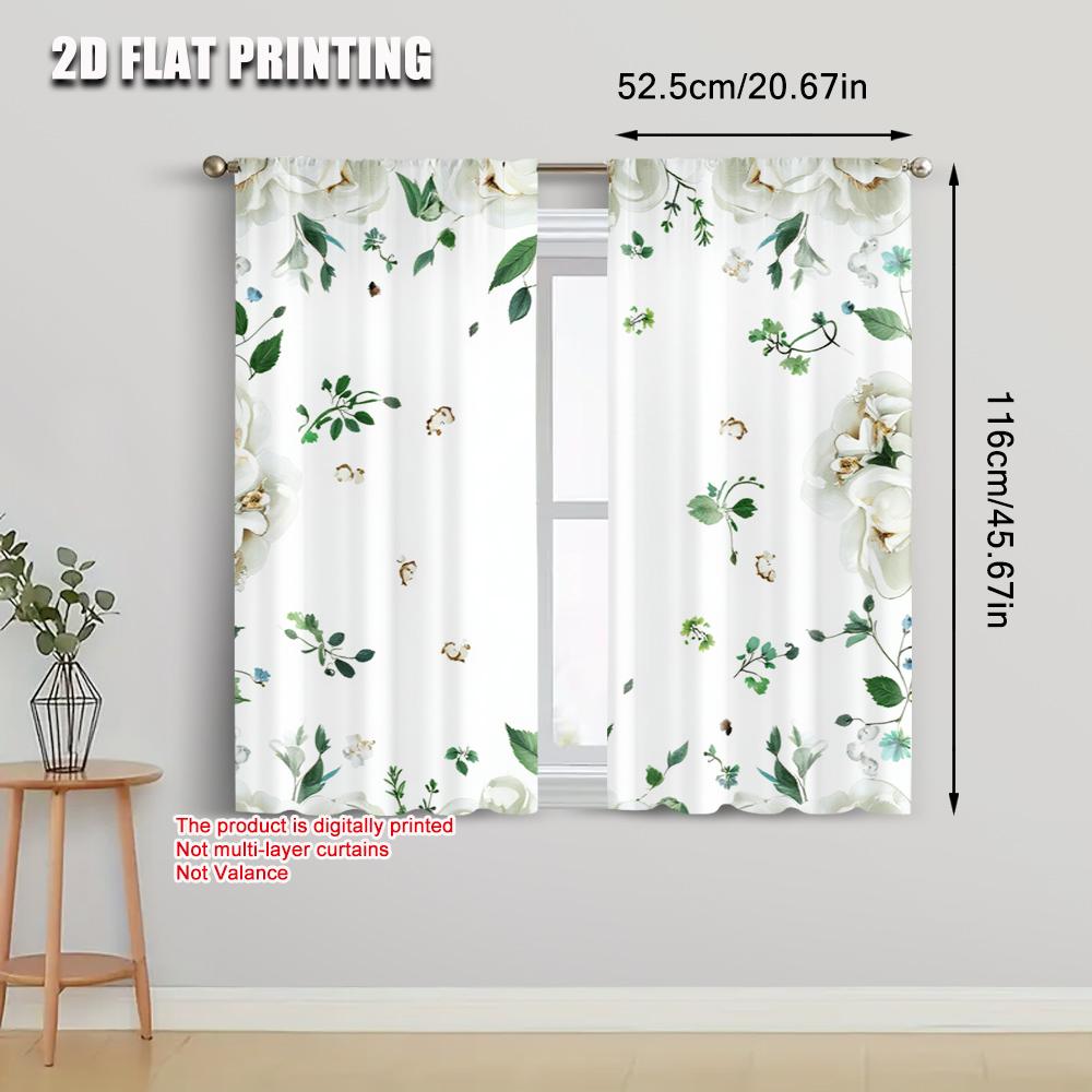 2pcs  2D plane printing Curtain Popular Wildflower Polyester (without rod) Festive Perfect for Bedroom and Various Room Types