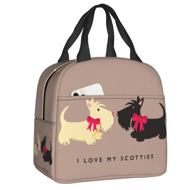 

Утепленные сумки для ланча Scotties для школы, офиса, шотландского терьера, водонепроницаемые термосумки для ланча для женщин и детей 22x20x13CM армия зеленый