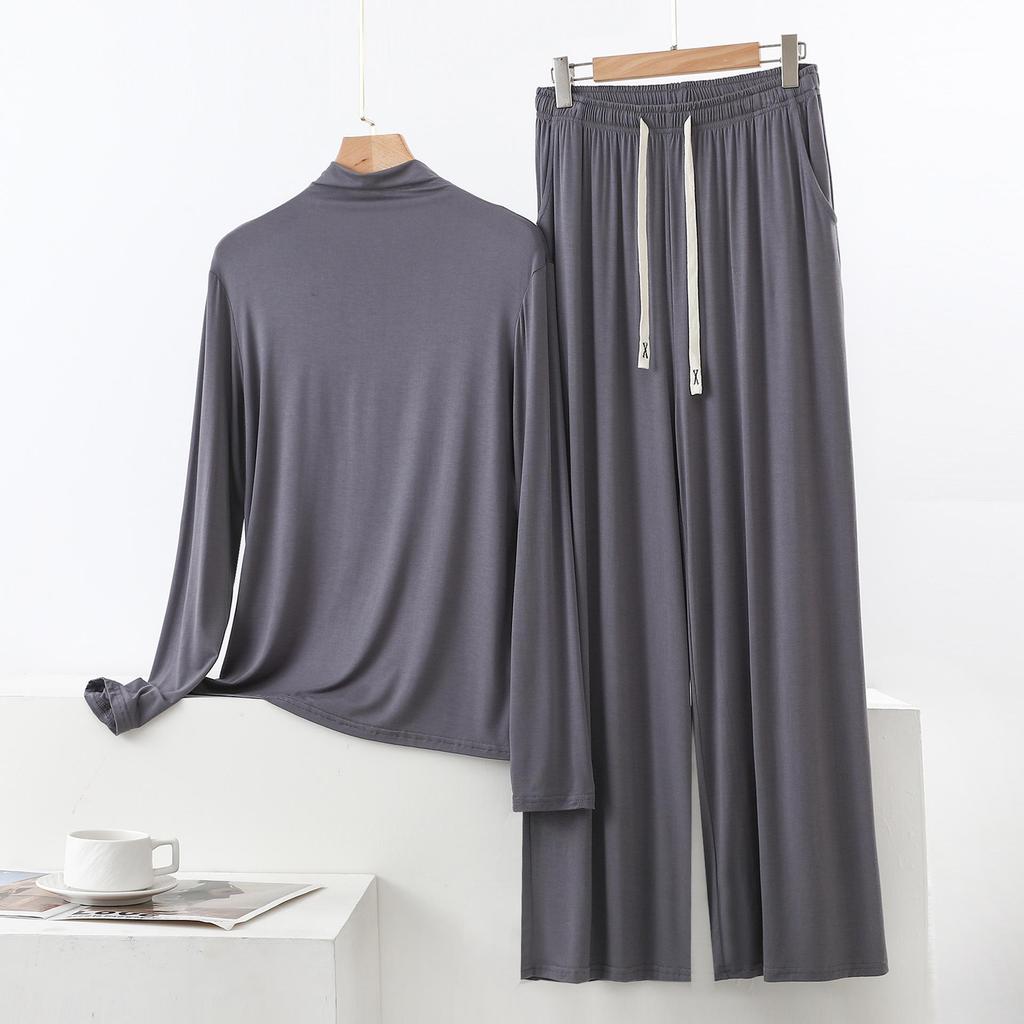 Damen Hochhals Langarm Pyjama-Set mit Schulterschutz - Weich, Glatt, Große Größen Sommer Nachtwäsche