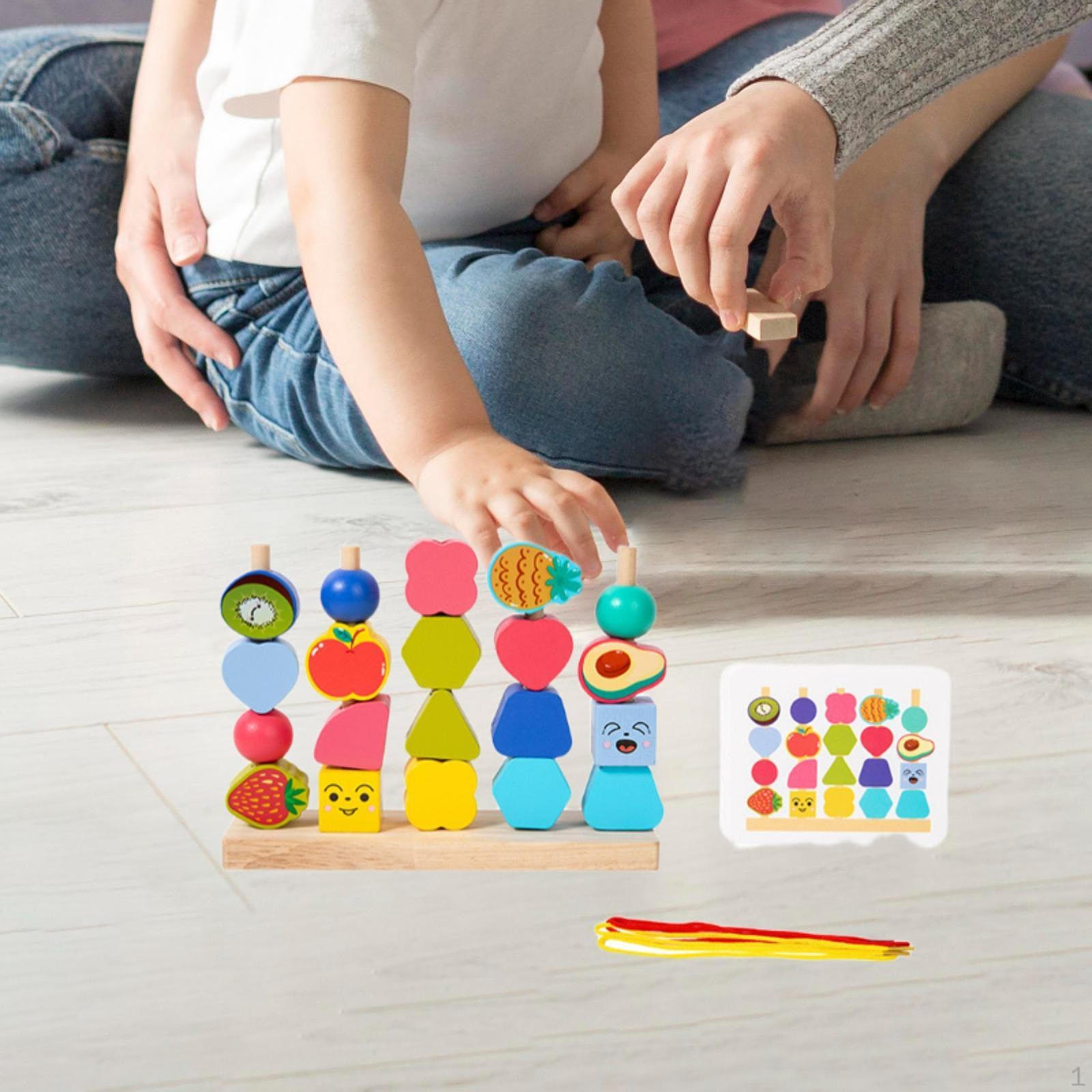 

Деревянные бусины Последовательность Игрушка Шнуровка Творческий Сопоставление Фигур Цвета Игрушки Дошкольное Обучение для Fruit