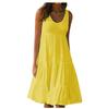 Women's Sleeveless Round Neck Spliced Beach Dress, 7 Colors, 8 Sizes