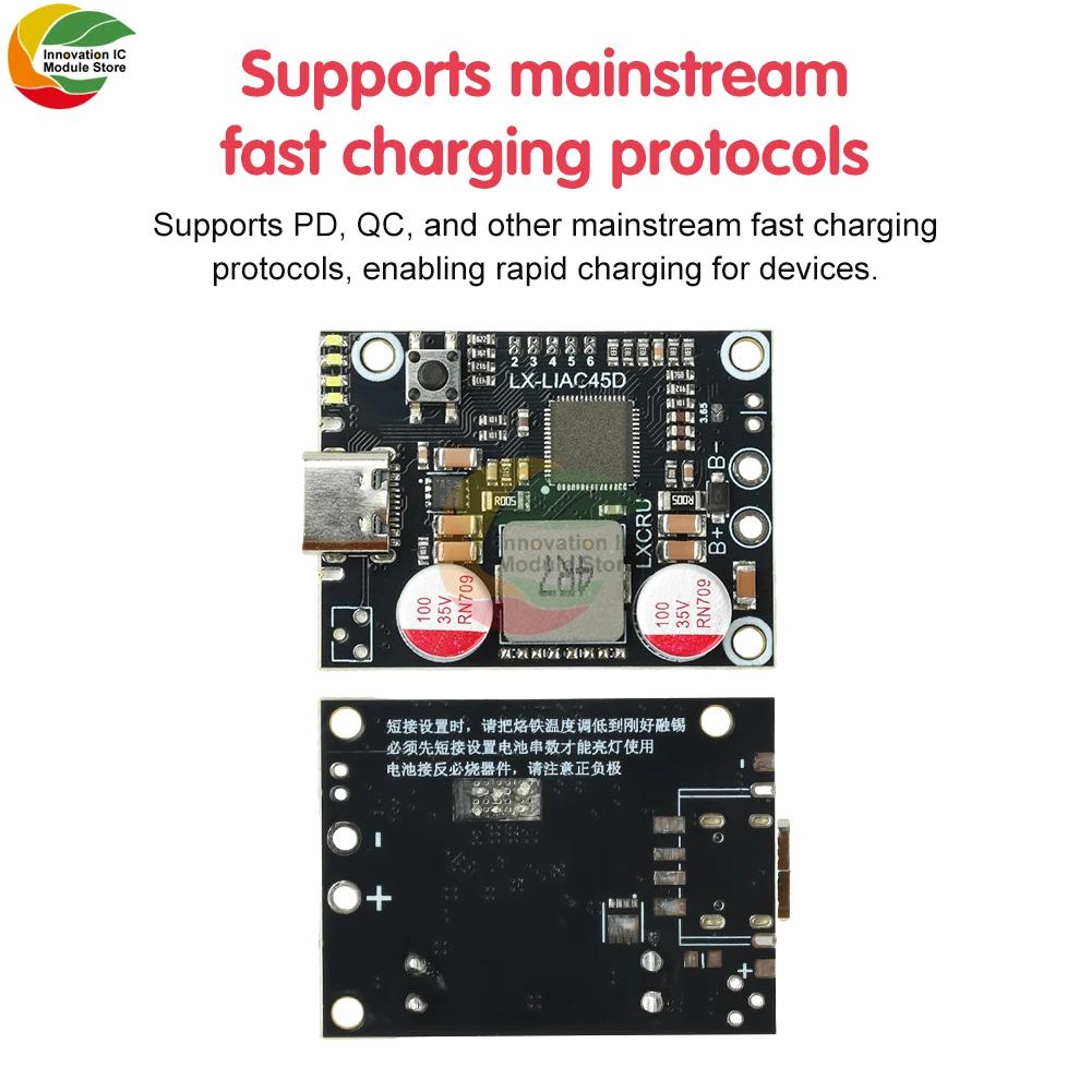 2-6S PD 45W Fast Charging Power Bank Module DIY Power Bank Mainboard Supports Lithium-Ion and Lithium Iron Phosphate Batteries