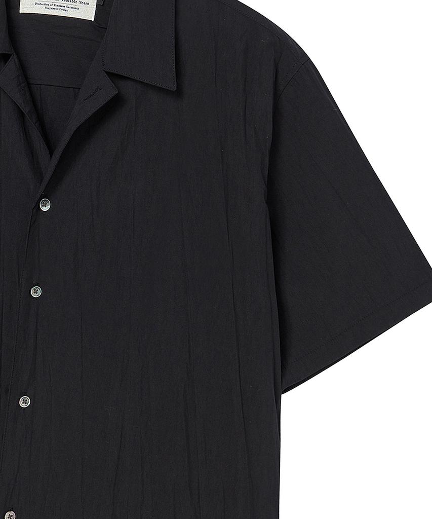 BEYOND CLOSET [Collection Line] Crease Cotton Open Collar Short Sleeve Shirt Black