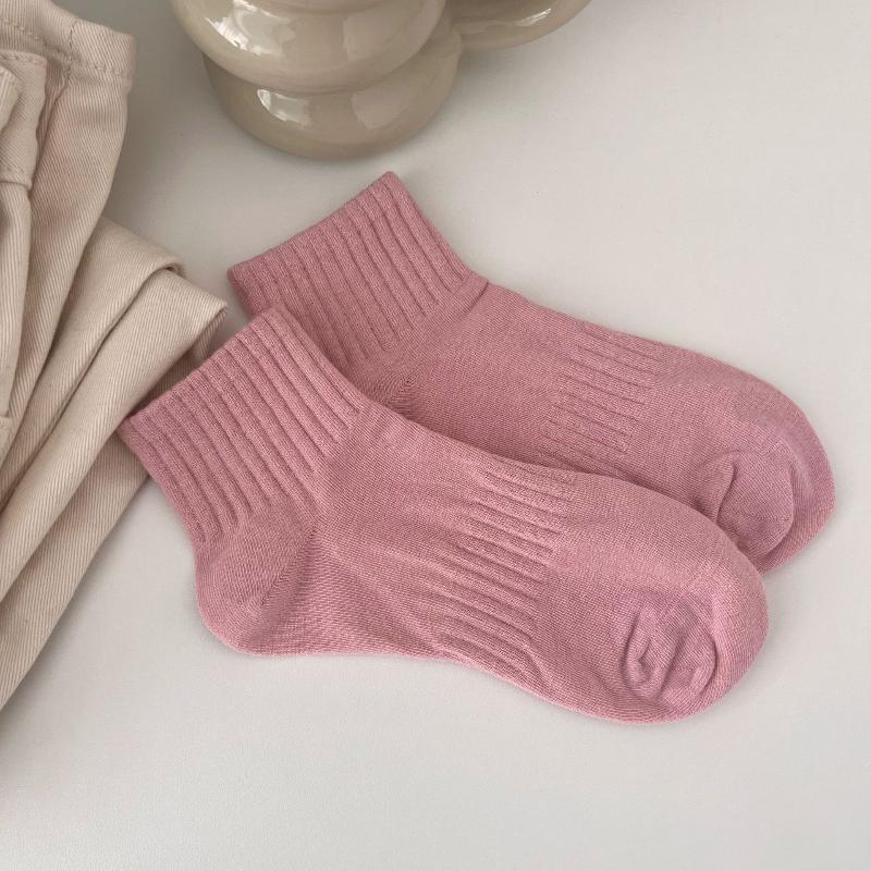 5 Pairs Cream Style Short Socks for Women Breathable Sweat-absorbent Sports Socks Japanese Candy Color Girl Ankle Socks