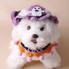 Pumpkin Halloween Pets Costumes Breathable Cat Woven Hat Bib Halloween Cat Headgear  For Dog Rabbit