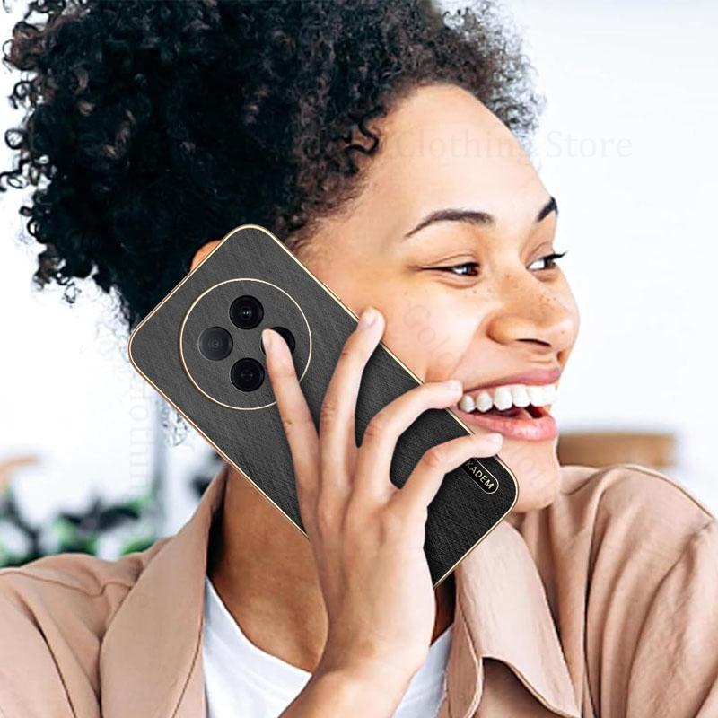 Złoty Jedwabisty Skórzany Teksturowany Platerowany Pokrowiec Dla Oppo Realme 14 13 12 Pro Plus Ultra Cienki Elektroplaterowany Pokrowiec Realme GT 7 Pro Neo6 SE