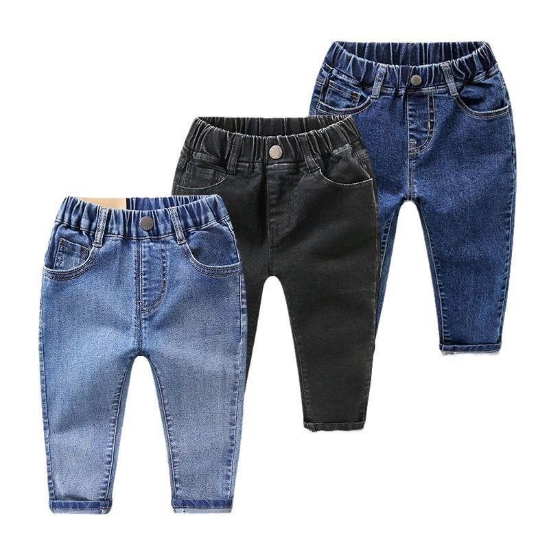 2024 Boys' Elastic Jeans: Stylish, Velvet-Lined, Loose-Fit Long Pants for Spring, Autumn, and Winter