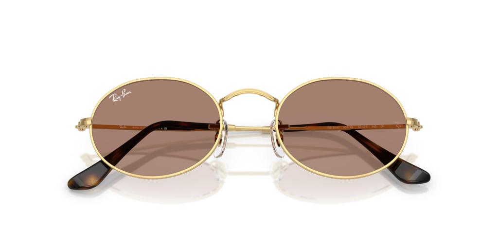Ray-Ban RB3547 001/1A 51 OVAL Sunglasses - Arista Gold Frame / Light Violet Lenses