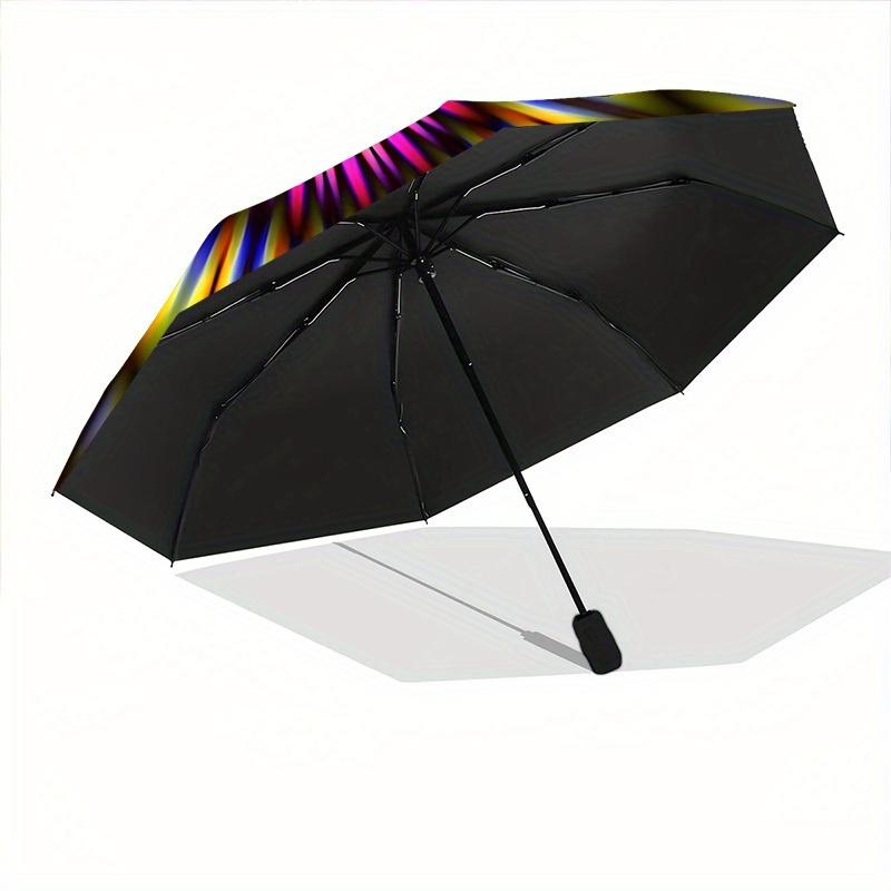 1pc Kaleidoscope Pattern Automatic Folding Umbrella, Portable & Foldable Design with 8 Ribs, Casual Outdoor Accessory Halloween and Christma