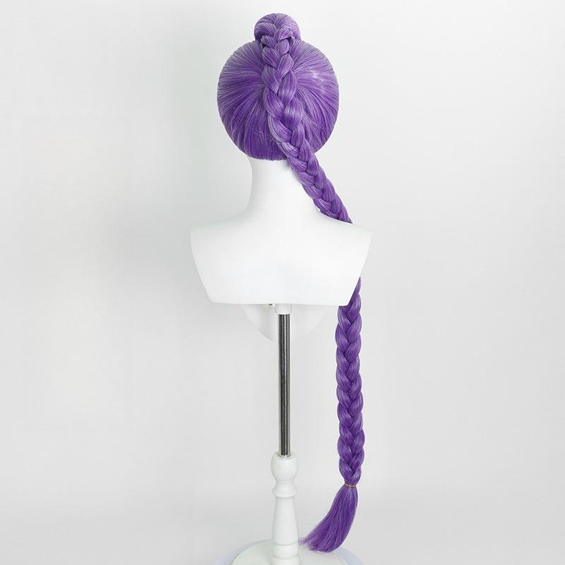 Kids Girls Anime Singer Cosplay Wig Rumi Purple Long Hair Heat Resistant Synthetic Wigs Carnival Props