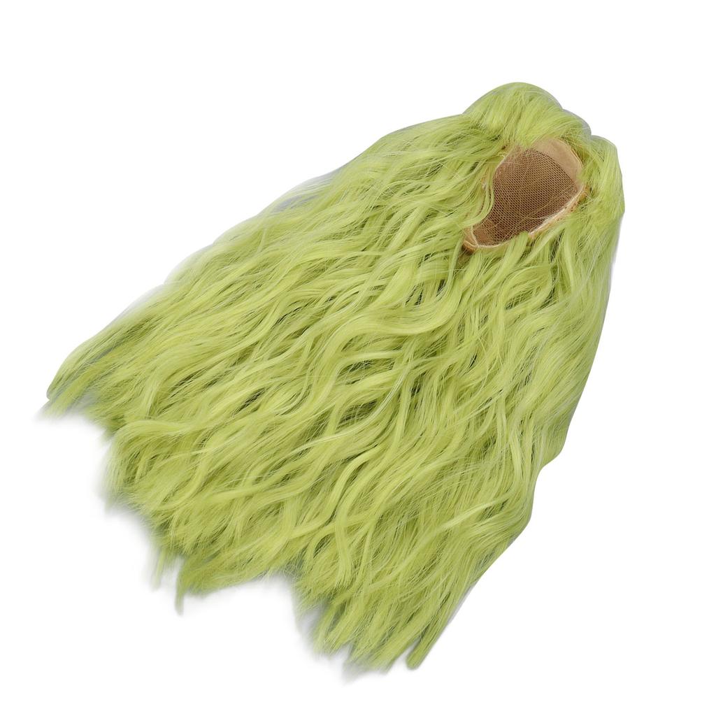 Doll Long Wig Soft Silk Mesh Cloth Simulated Scalp Flat Bang Green Artificial Hair for Ball Jointed