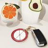 Leather Fruit Key Chain Anti-lost Access Card Holder Cute Bag Pendant  Bag Charm